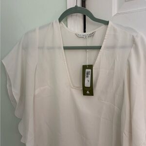 Chic White Blouse with Ruffle Sleeves